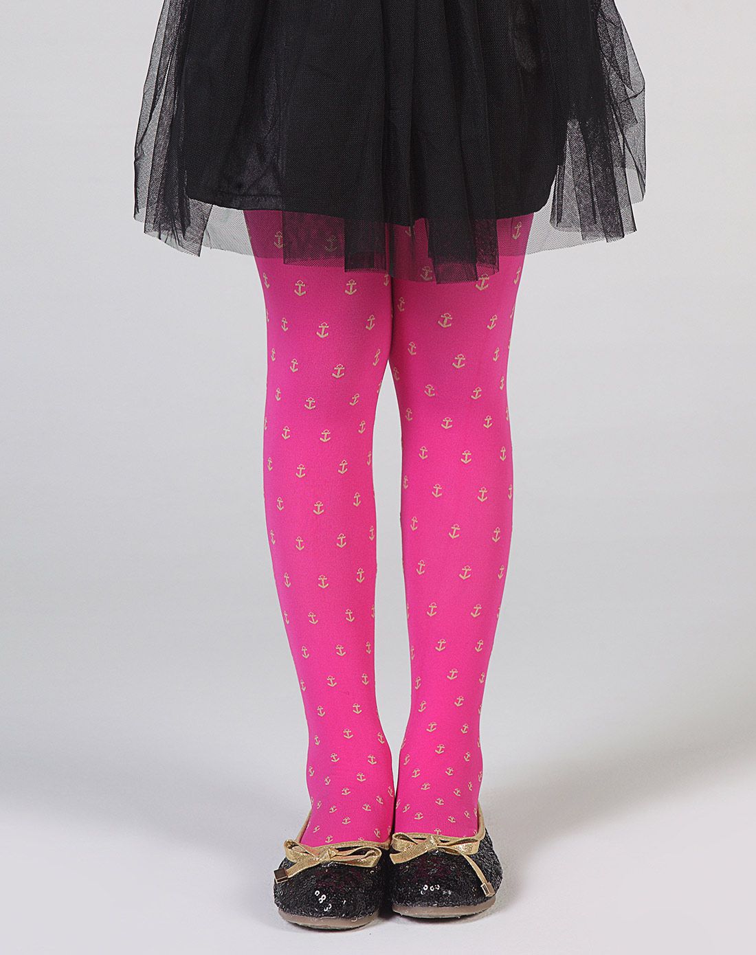 【两件起售】女童粉色竖纹花提花花连裤袜