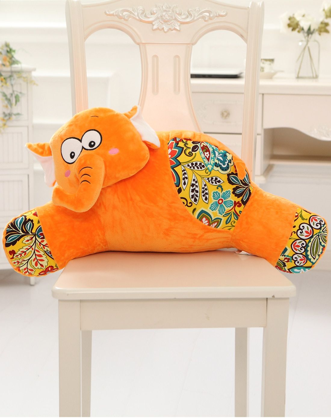 动物头大腰靠-橘色大象