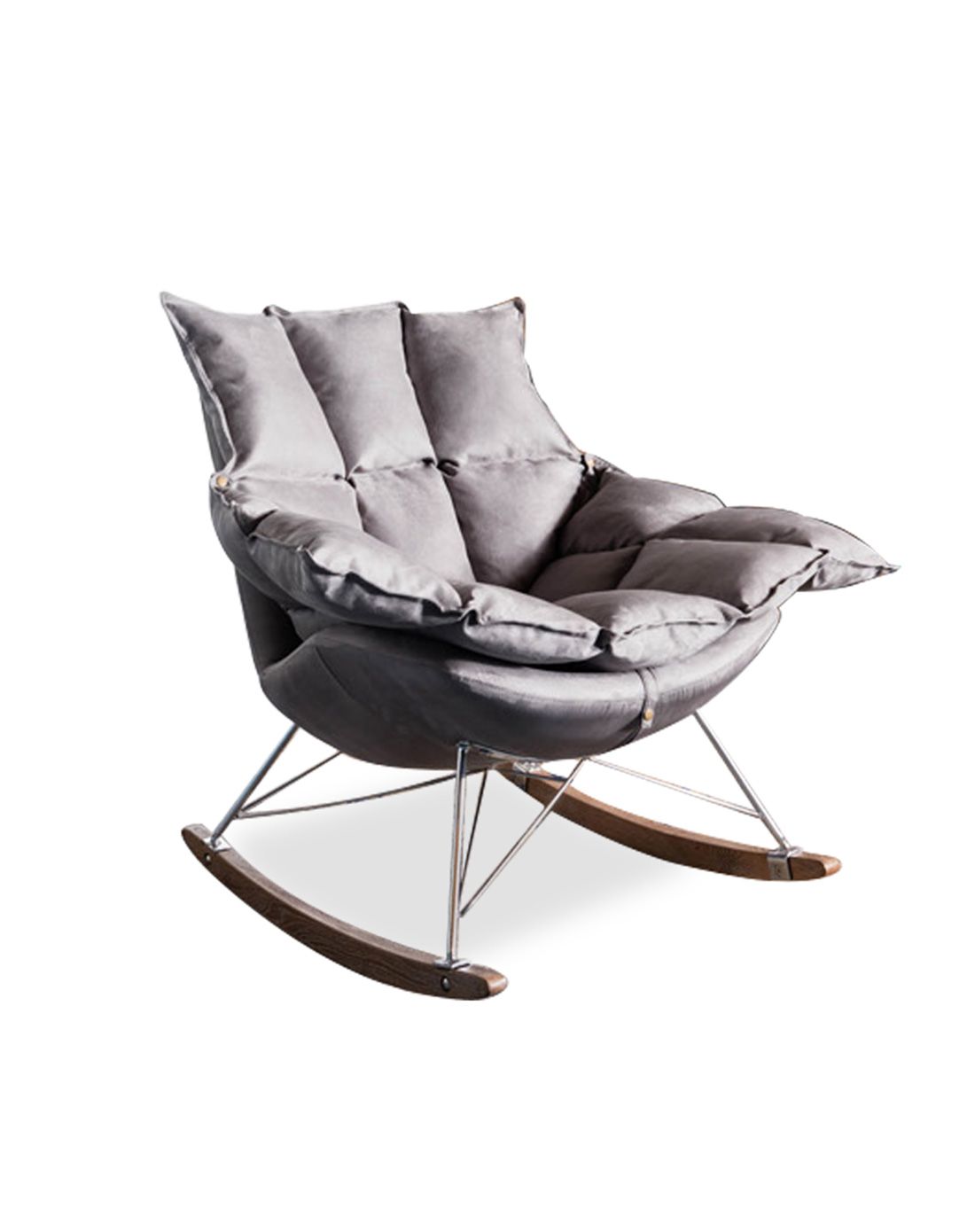 fin设计师伊姆斯现代感布艺柔软浅灰摇椅