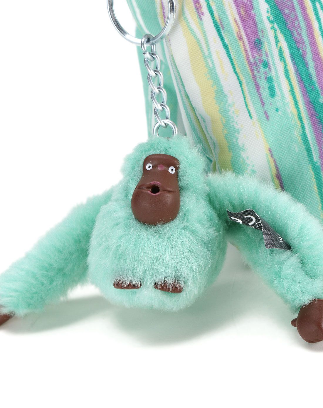 kipling猴子粉绿笔刷条纹单肩斜挎包