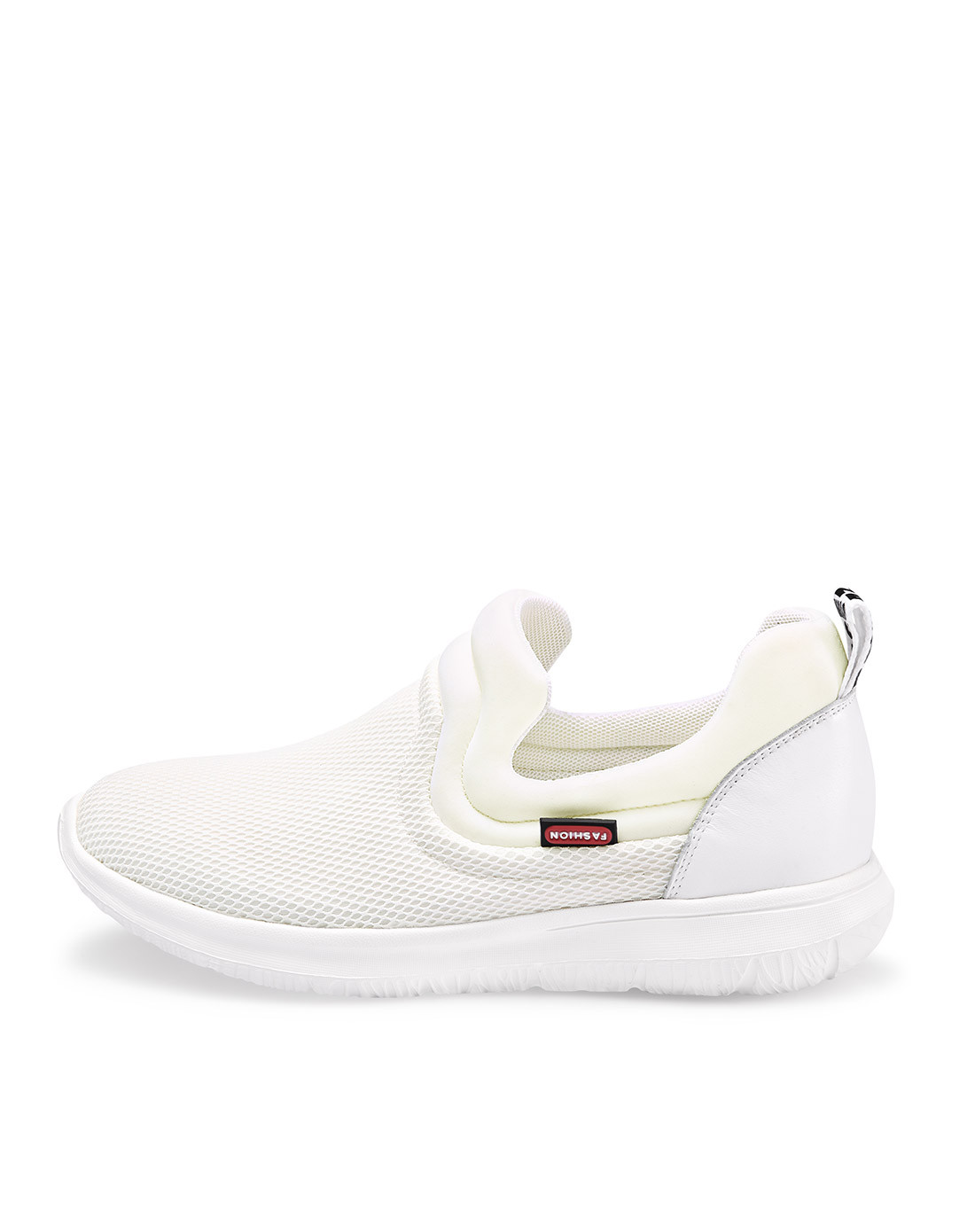 2016秋季新款 白色弹力布平底拼色运动休闲鞋