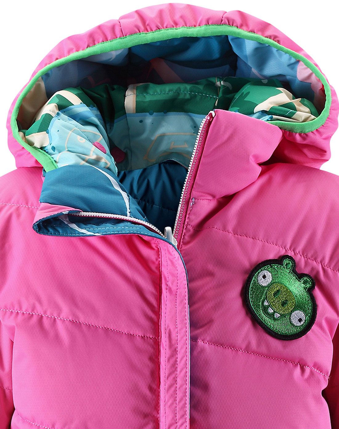 芬兰reima户外童装专场 保暖两面穿 女中大童款粉/蓝色羽绒服 长袖连