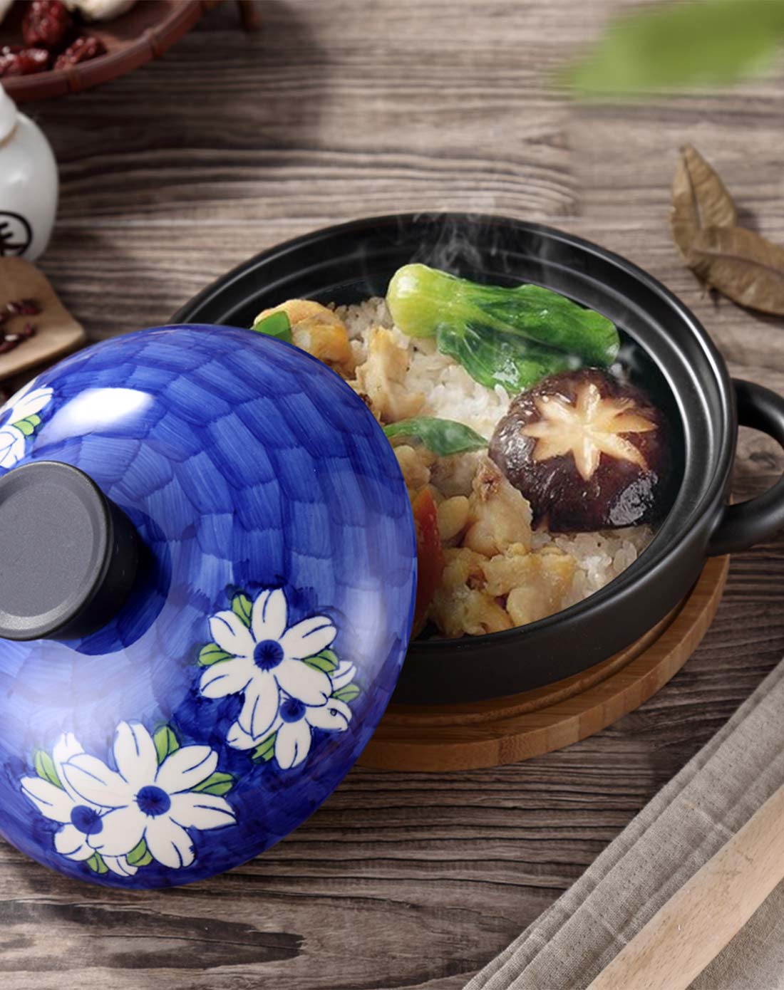 日式手绘 可干烧煲仔锅1l