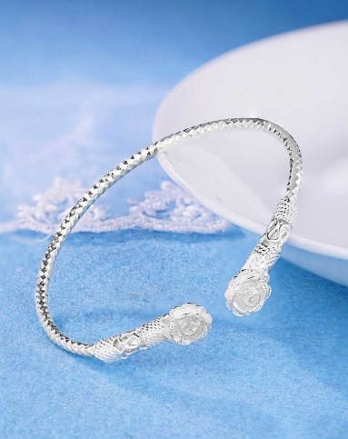 玫瑰恋人s990银车花工艺手镯14g