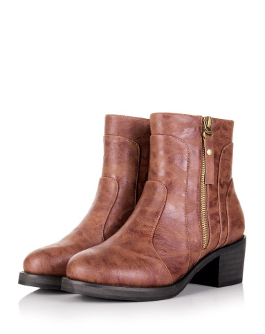 毅雅yiya棕色简约时尚侧拉链女靴ym5pp752626_唯品会