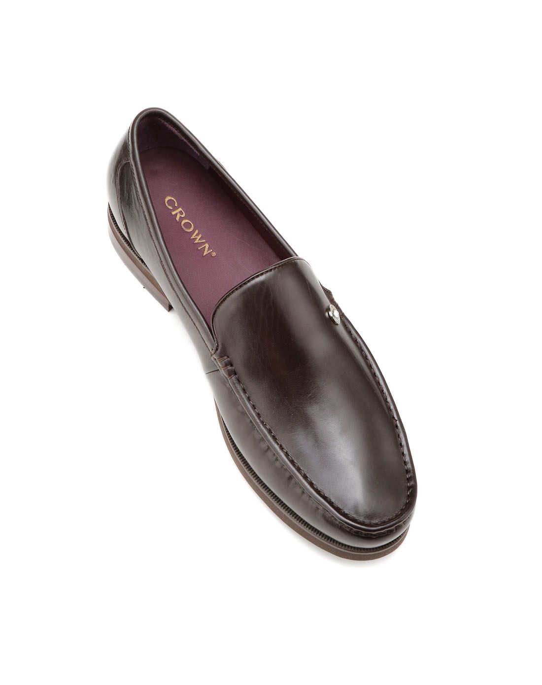 皇冠crown咖啡色胎牛皮商务舒适单鞋433210722_唯品会