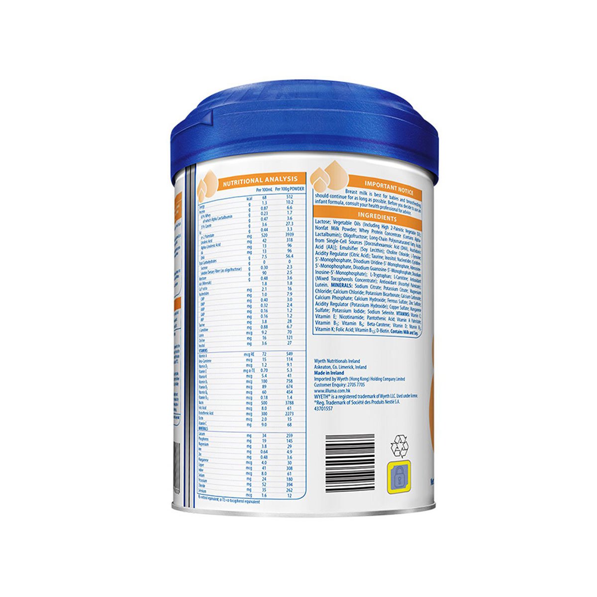 港版惠氏启赋 illuma 婴幼儿奶粉 900g 一段