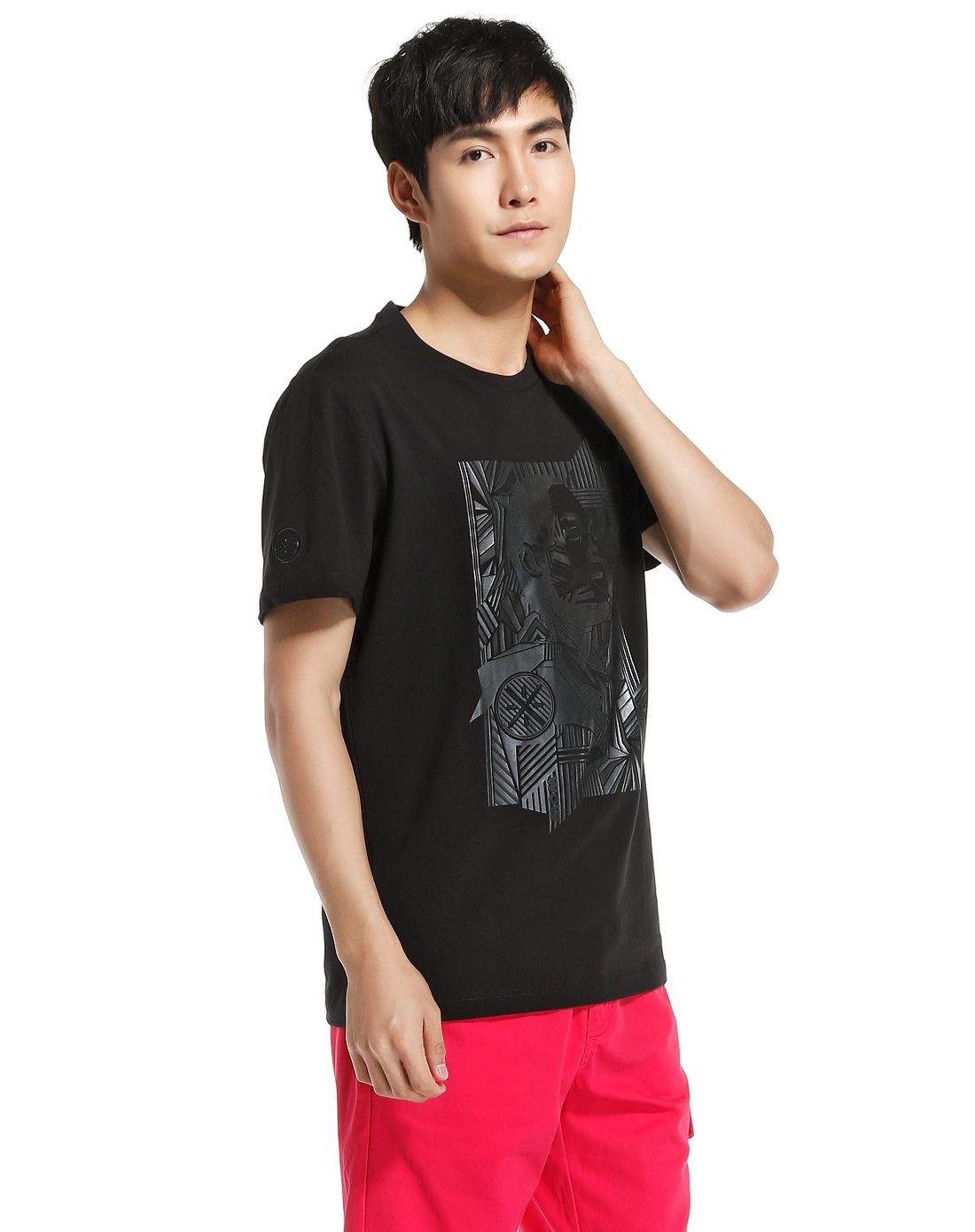 李宁li-ning新潮鞋服专场时尚潮搭 男款黑色短袖t恤 篮球系列ahsj057-