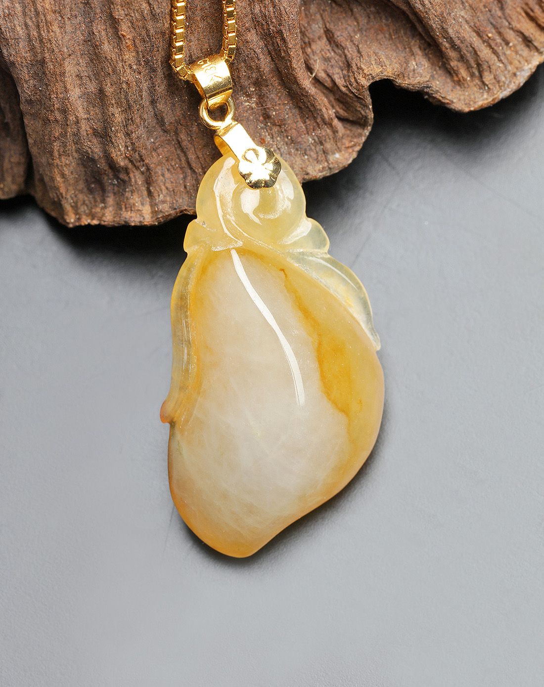 金万年kimani玉器专场18k金镶冰种黄翡饱满福瓜天a货翡翠吊坠kd03042