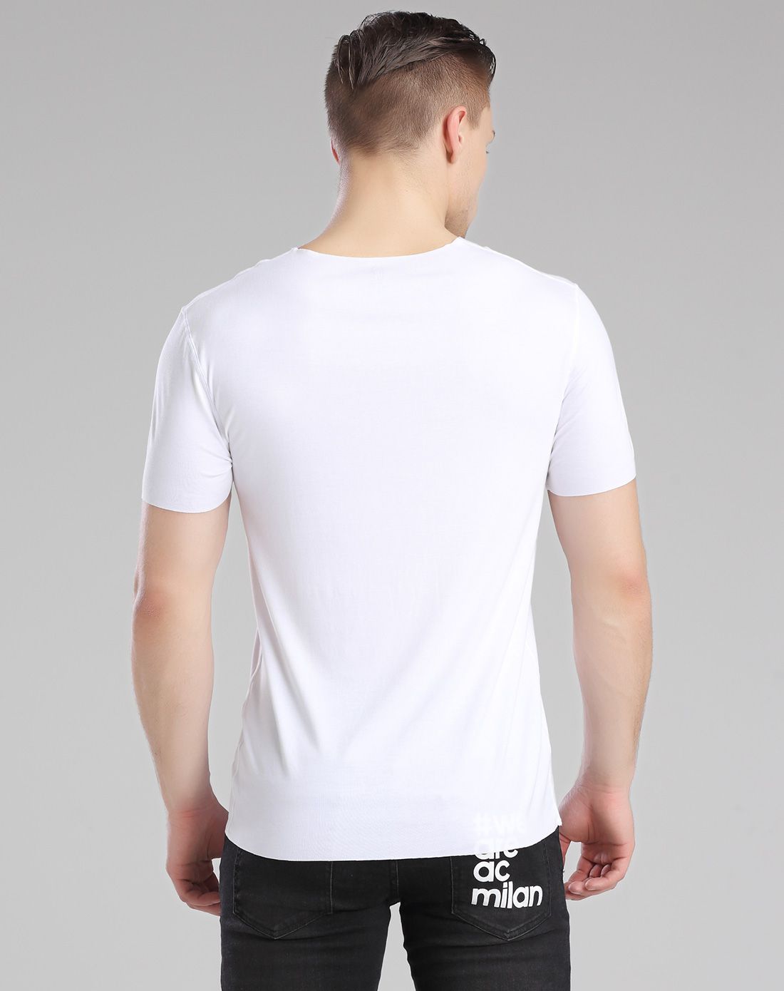ac米兰男女运动服专场时尚简约 男士白色舒适短袖衫 场下训练服ac051