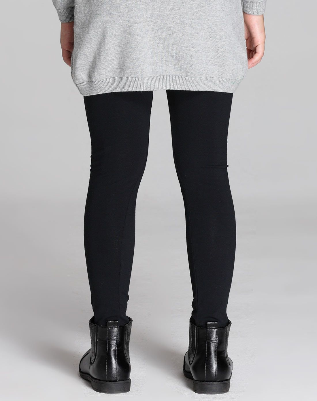 女童黑色针织打底裤