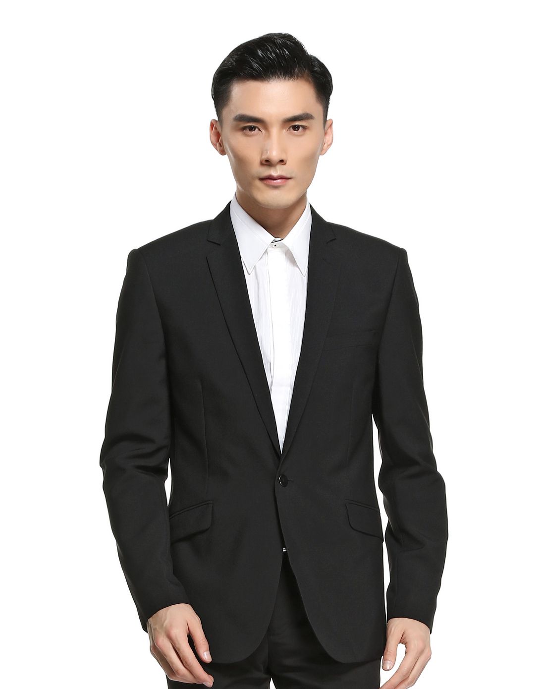 男款黑色商务绅士长袖西装