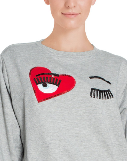 chiara ferragni 女款桃心眼睛logo毛线圈棉质卫衣