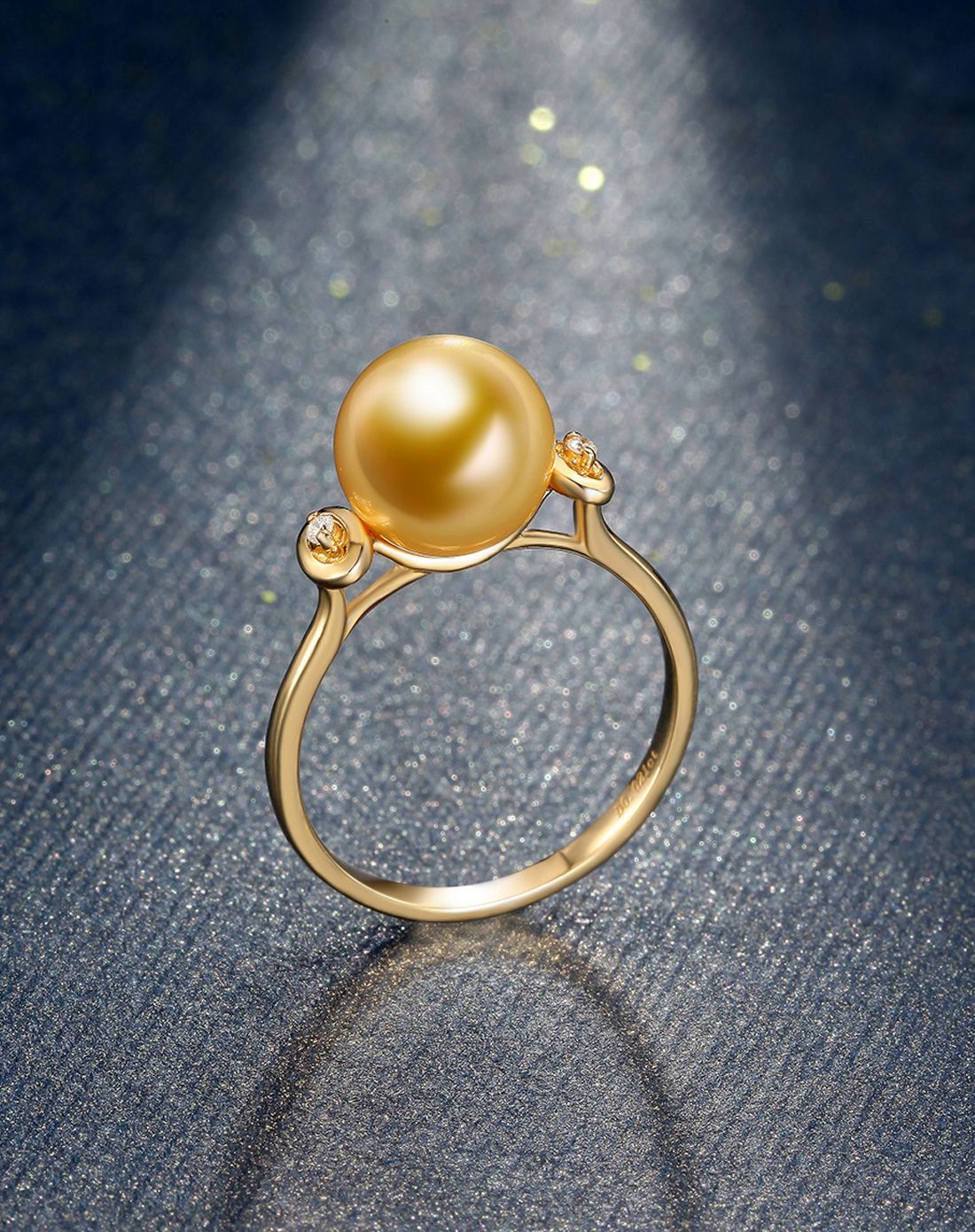 黄18k金南洋金珍珠镶钻戒指【我心永恒】