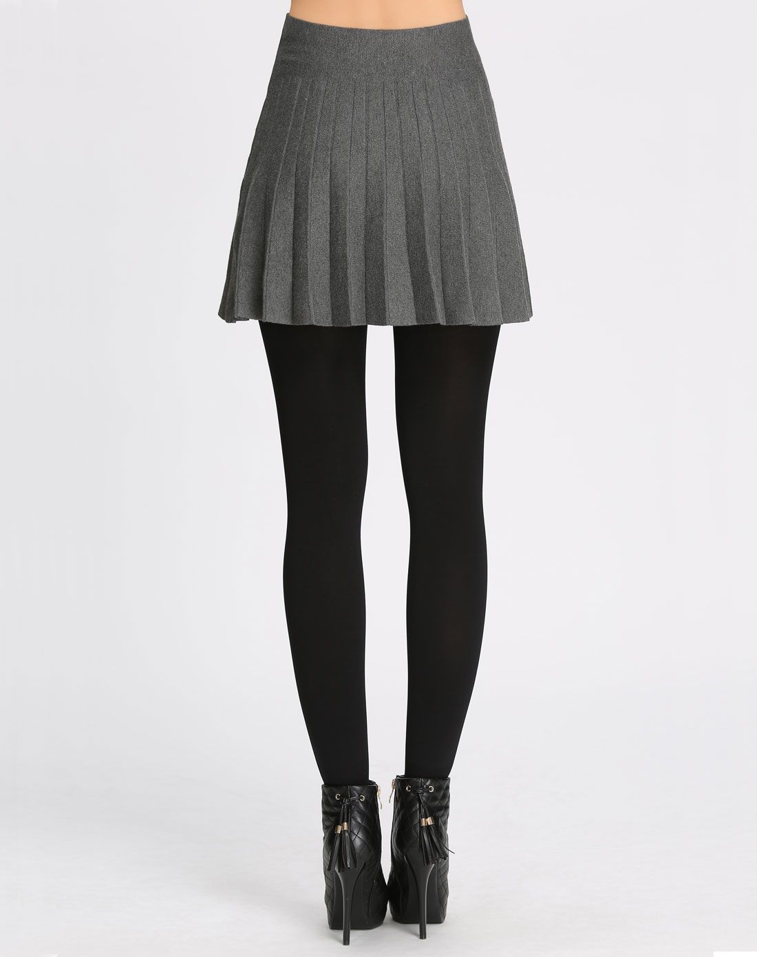 女款灰色显瘦百搭打底百褶针织短裙