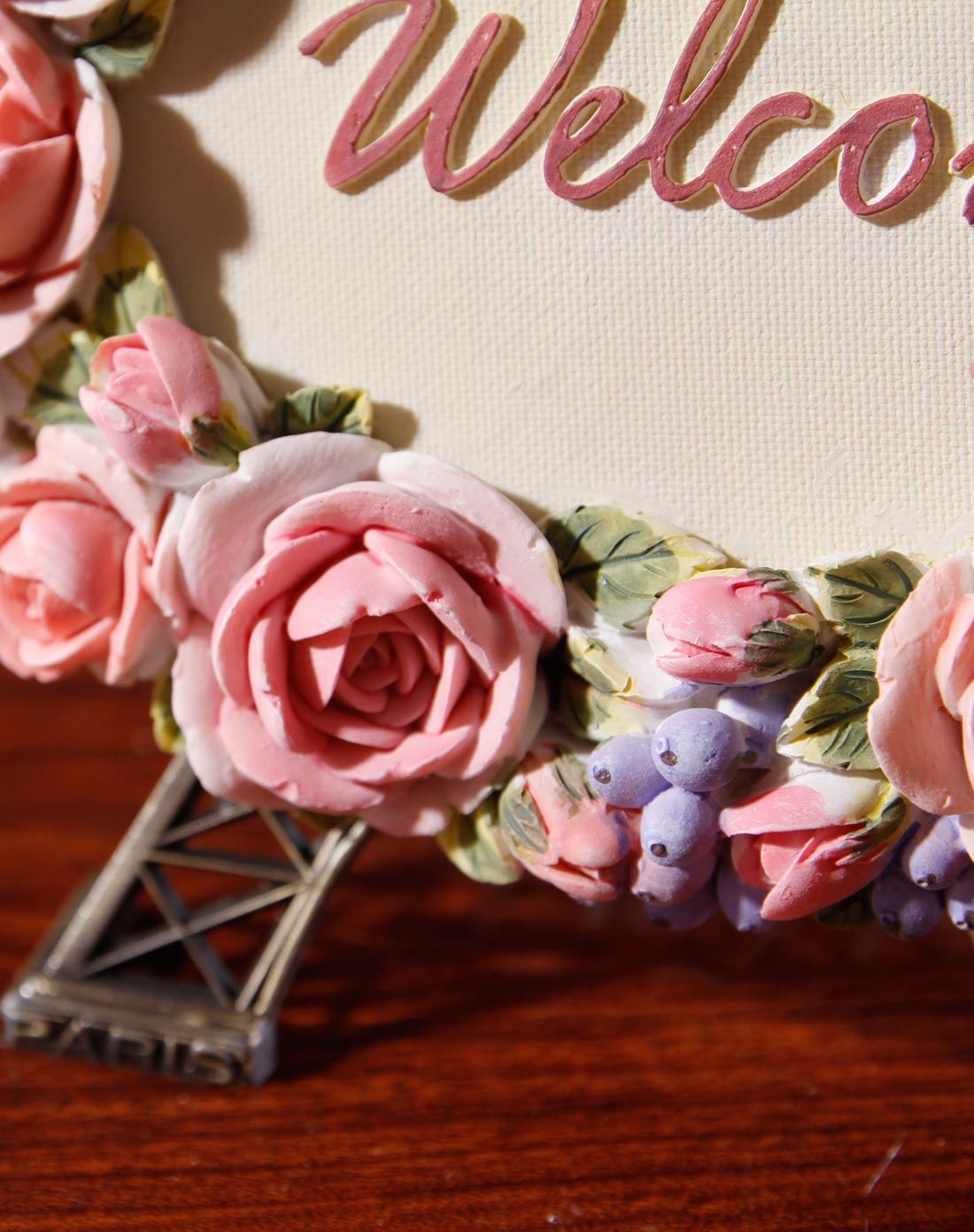 玫瑰花浮雕欢迎门牌挂件