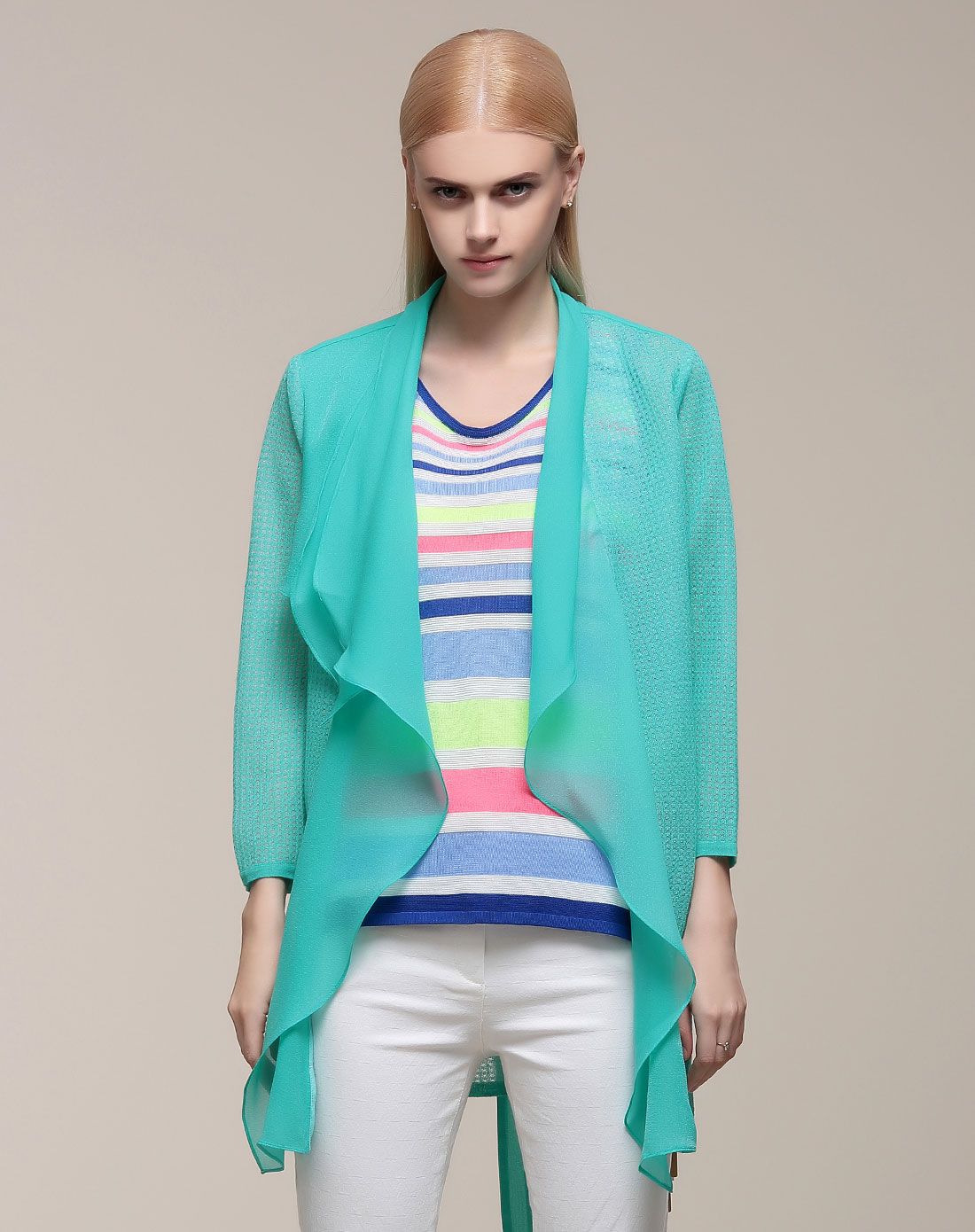 湖蓝绿外套长款