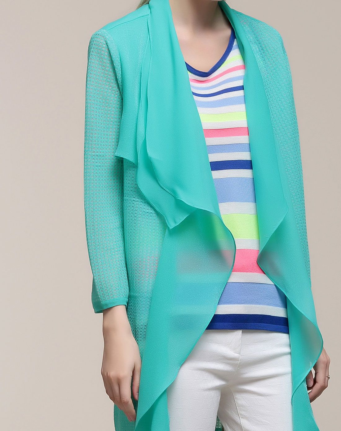 湖蓝绿外套长款