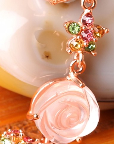 天然粉水晶玫瑰花手链附证书