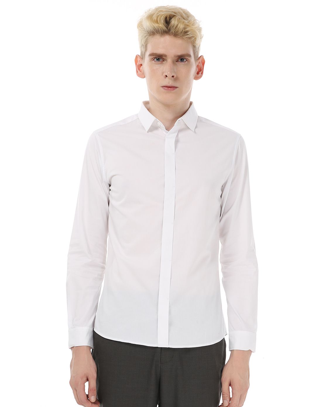 男款白色香槟领衬衫