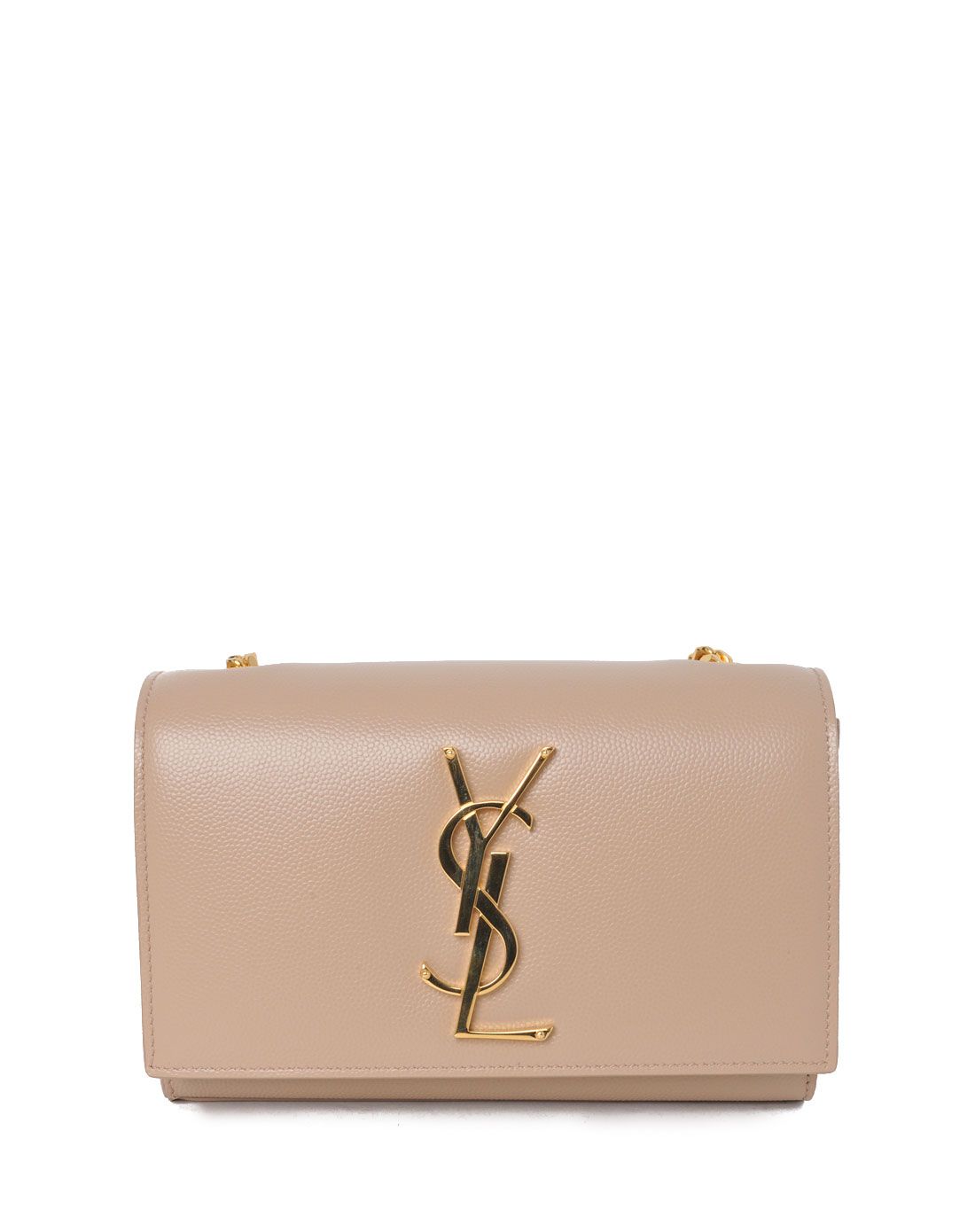 > ysl 女士裸粉色单肩金属链条小包