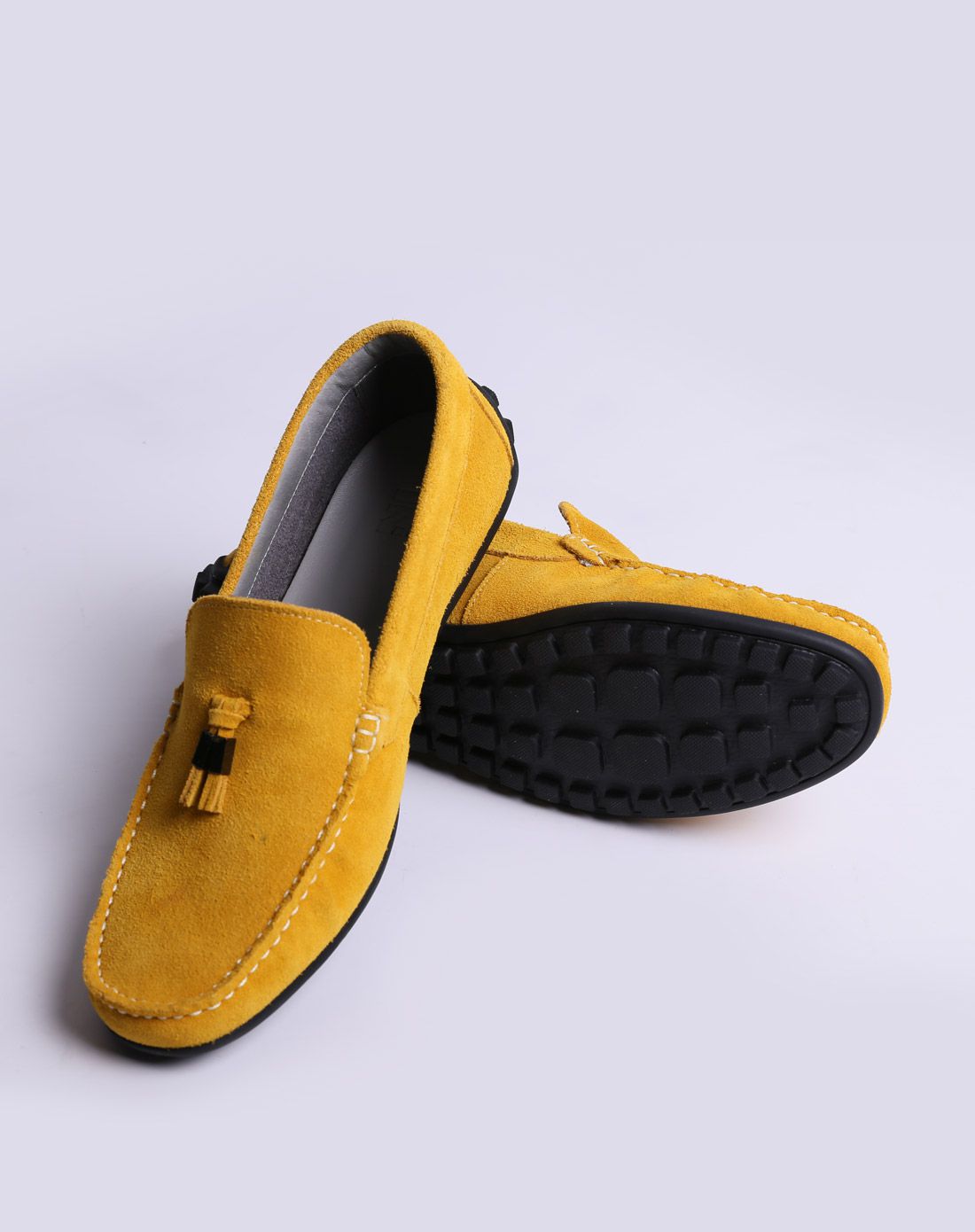 利郎l2 简约黄色反牛绒休闲豆豆鞋