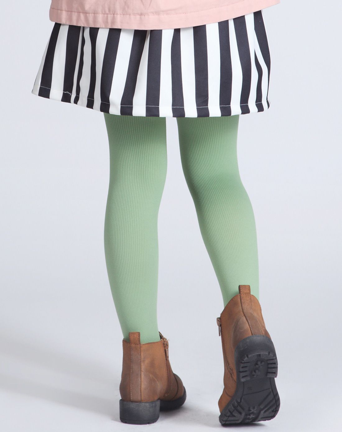 【两件起售】女童 豆绿竖条纹连裤袜