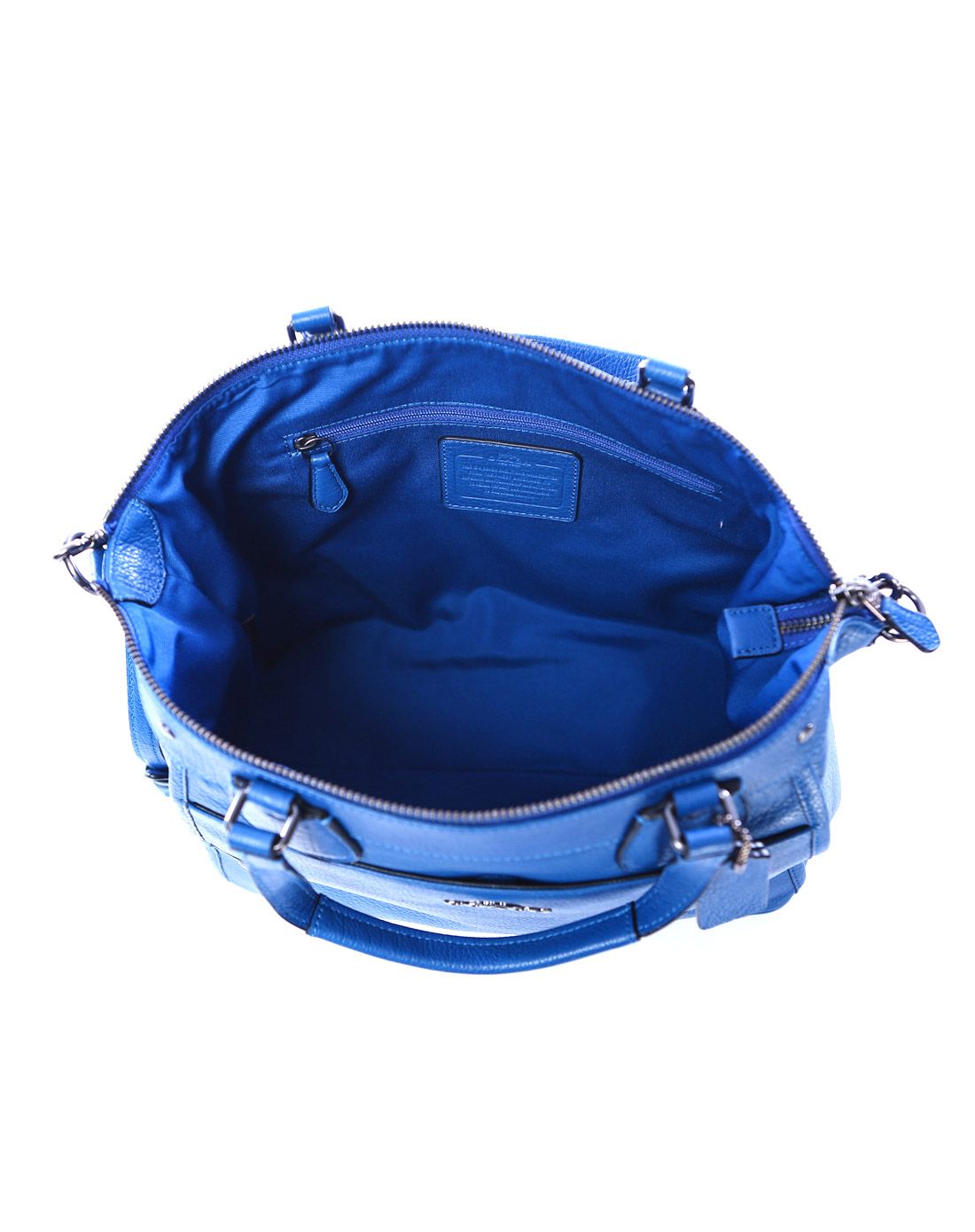 > coach女士蓝色纯皮单肩手提包