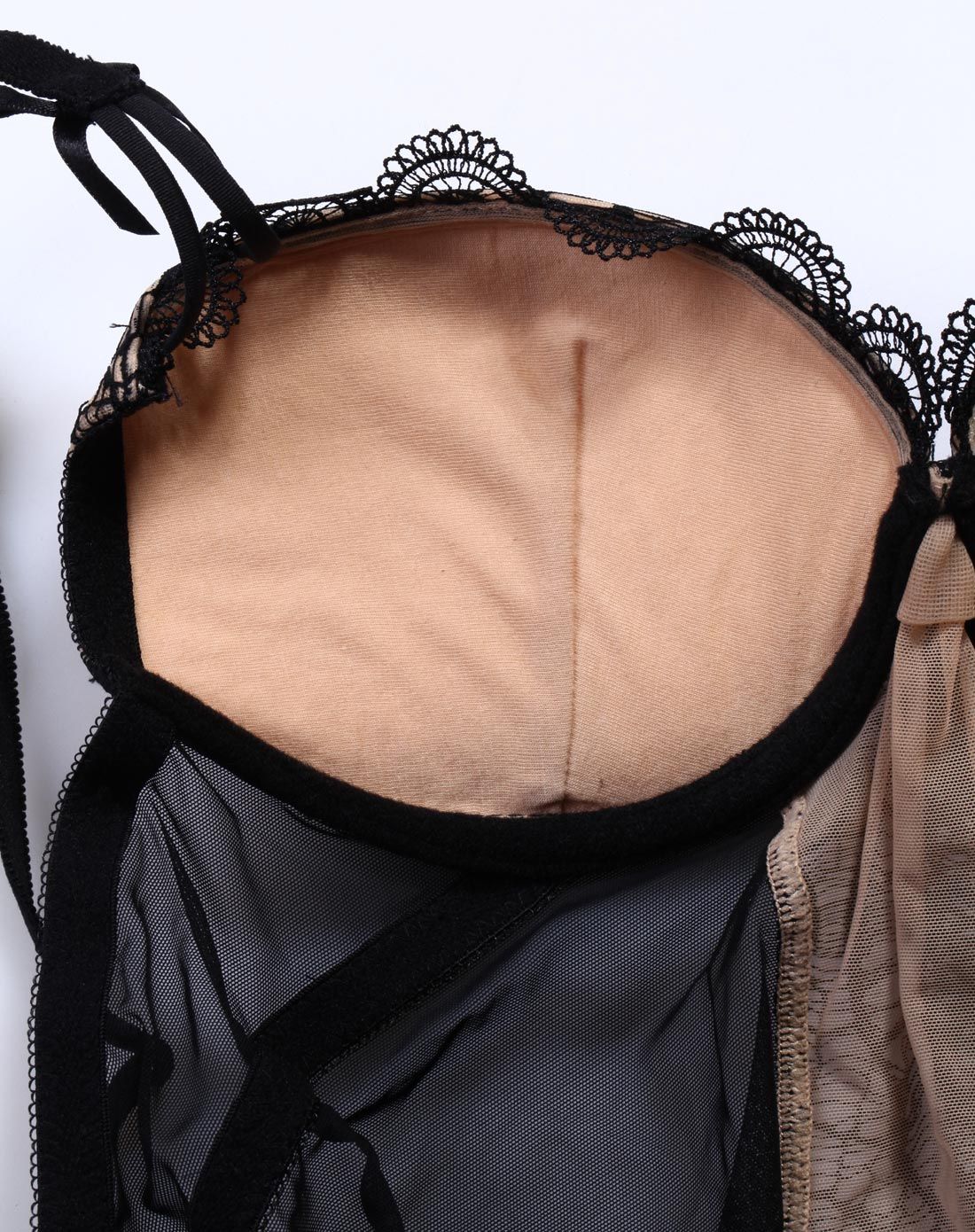 伊丝艾拉yiselle内衣专场黑色蛛丝魅影超性感文胸连体衣4118-11_唯品