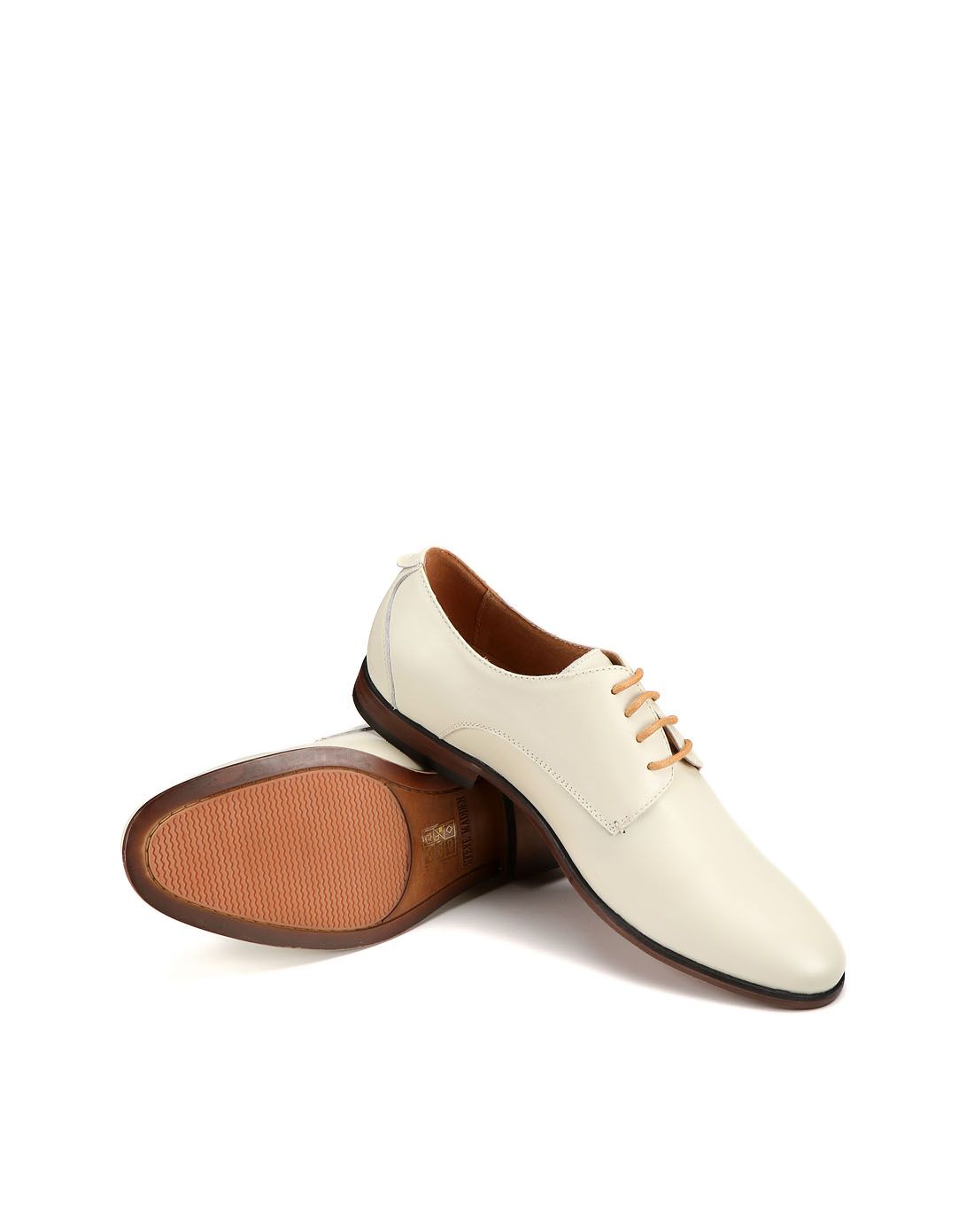 男款 牛皮米白色经典绅士系带皮鞋