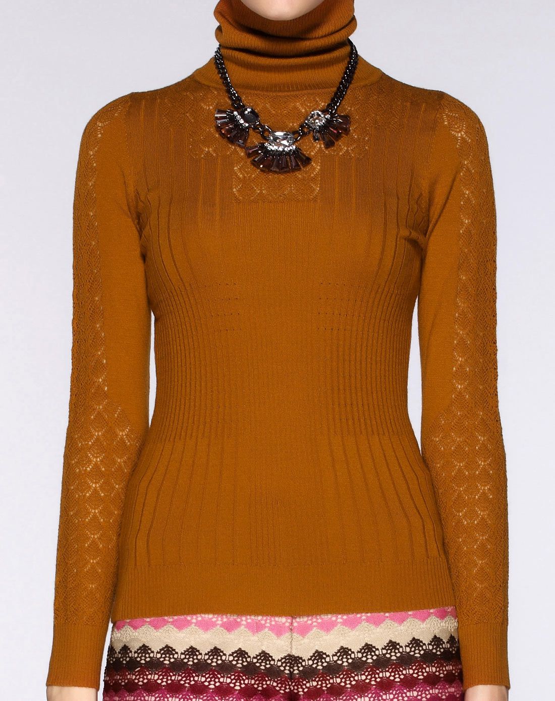 红贝缇棕褐色高领时尚百搭长袖针织衫m33031204_唯品会