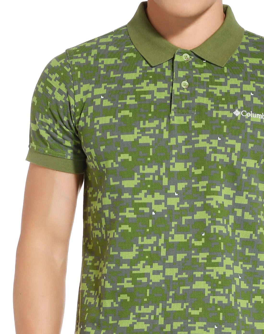 舒适吸湿 男款浅草绿色短袖t恤 翻领新潮