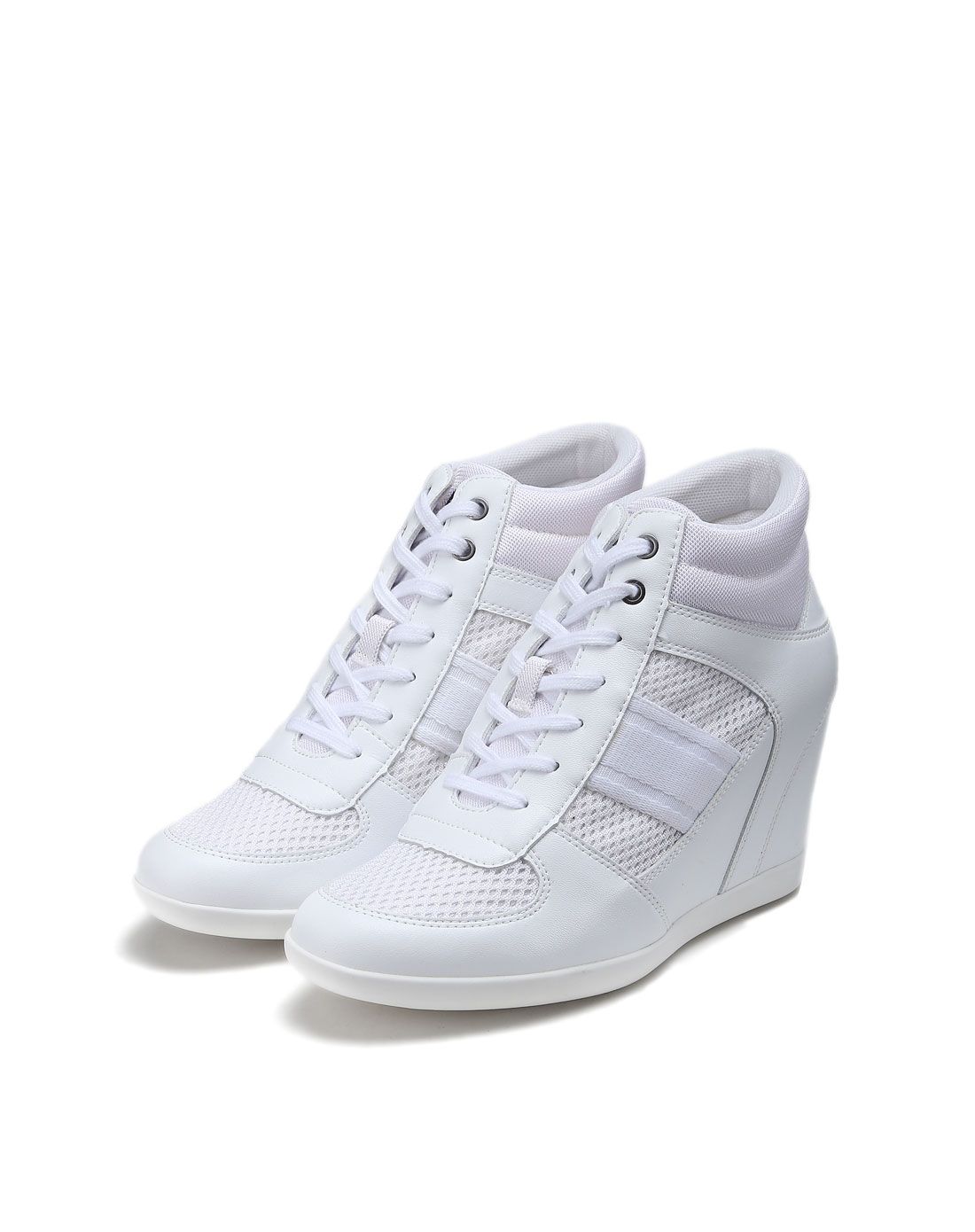 耐磨舒适 女款白色增高鞋