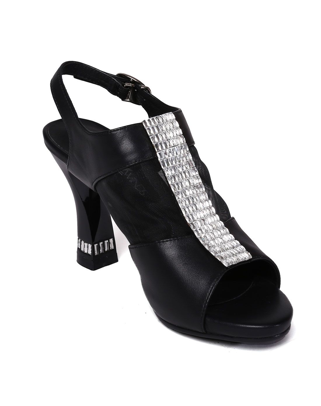 四季风&诗风sesofo女鞋四季风黑色牛皮革/网商务凉鞋4f524-01k01_唯品