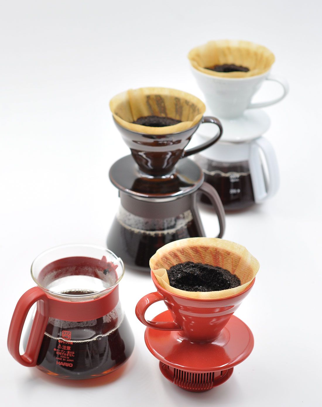 日本hario玻璃器具专场hario日本进口陶瓷滤杯手冲咖啡壶套装红色vds