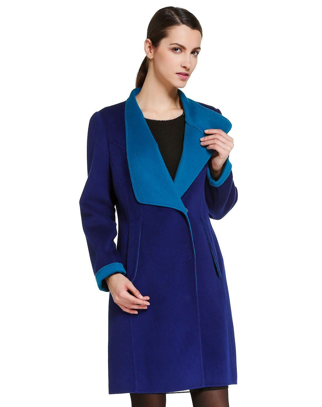 紫蓝/蓝色个性时尚长袖大衣
