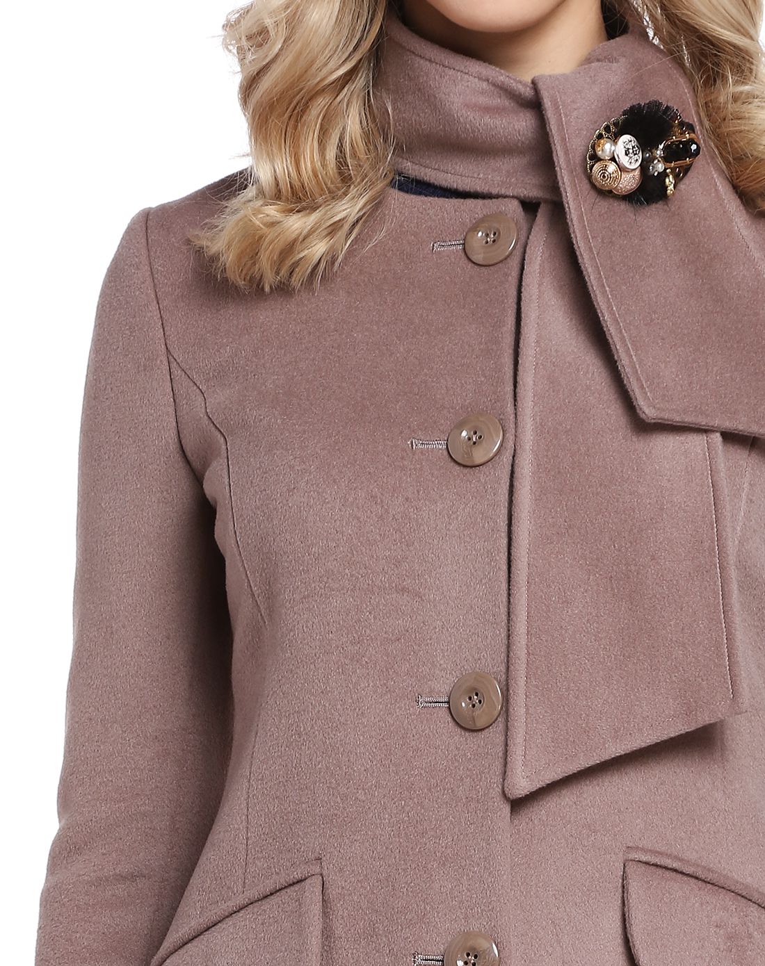 浅灰褐色通勤素雅长袖大衣