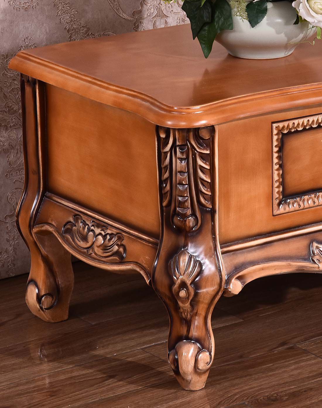 凯哲家具专场直发货实木雕花客厅电视柜(桌面贴木皮)kz02021340_唯品