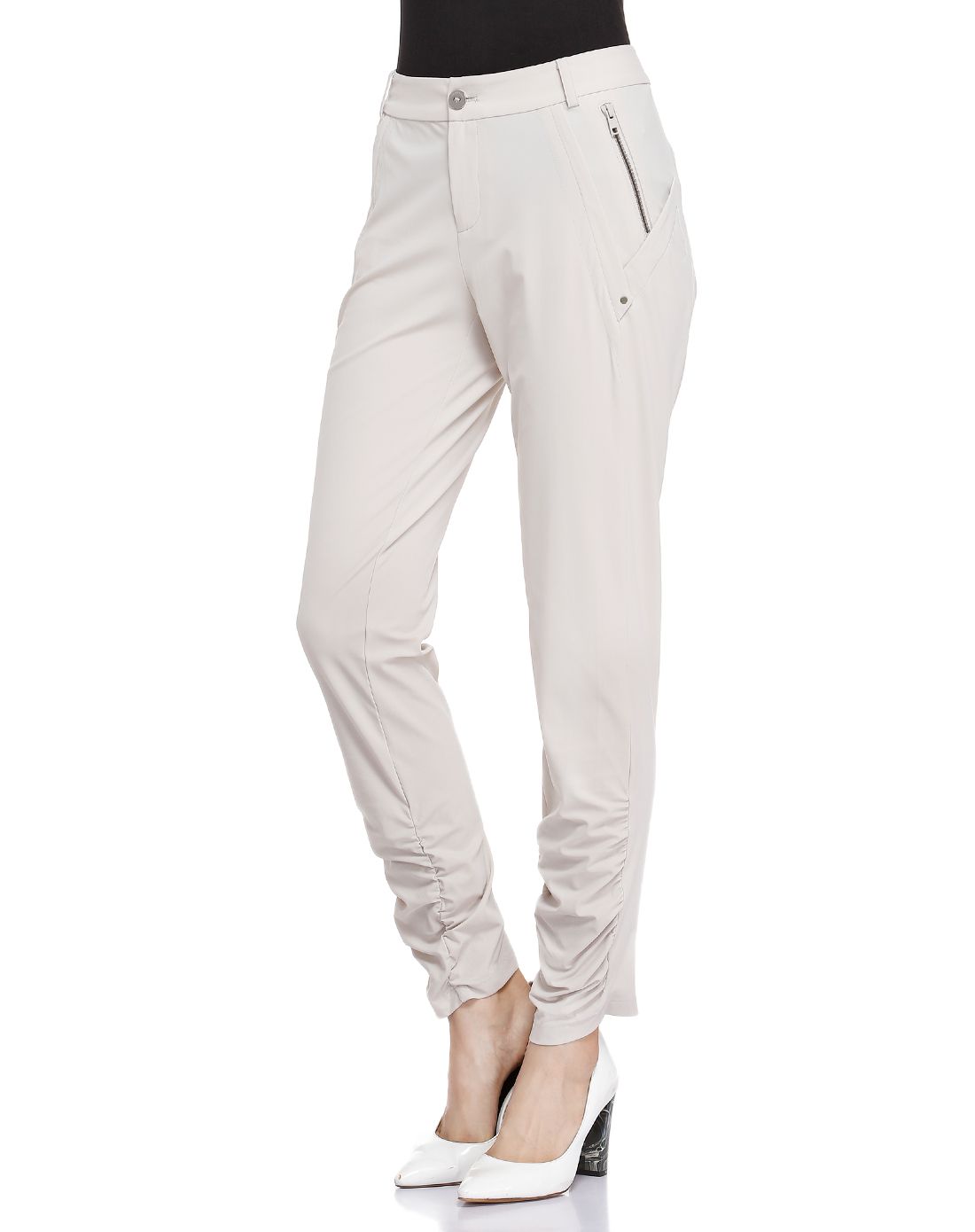 米灰色都市通勤休闲长裤