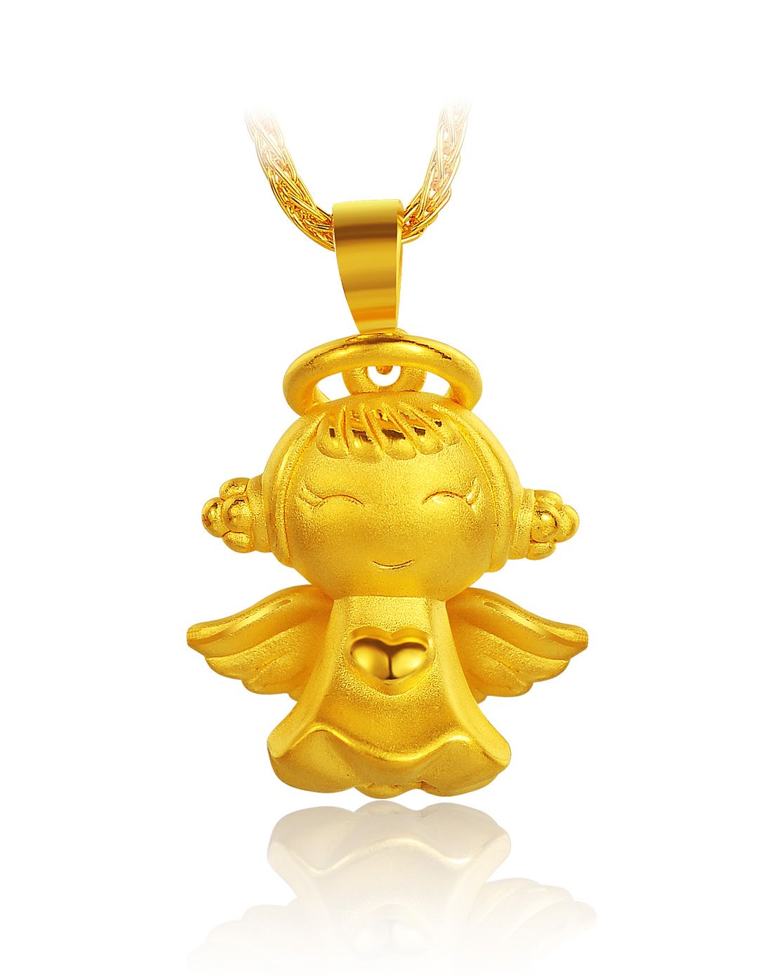 天使女孩 张万福3d硬金天使小女孩娃娃吊坠