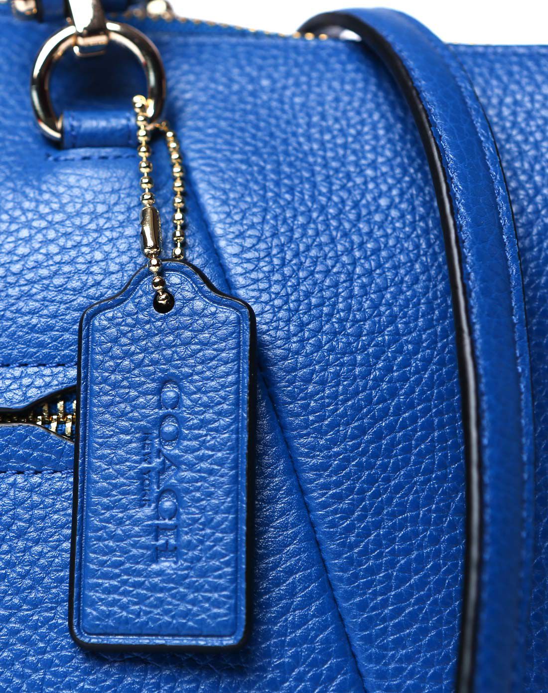 coach女士纯皮蓝色手提包