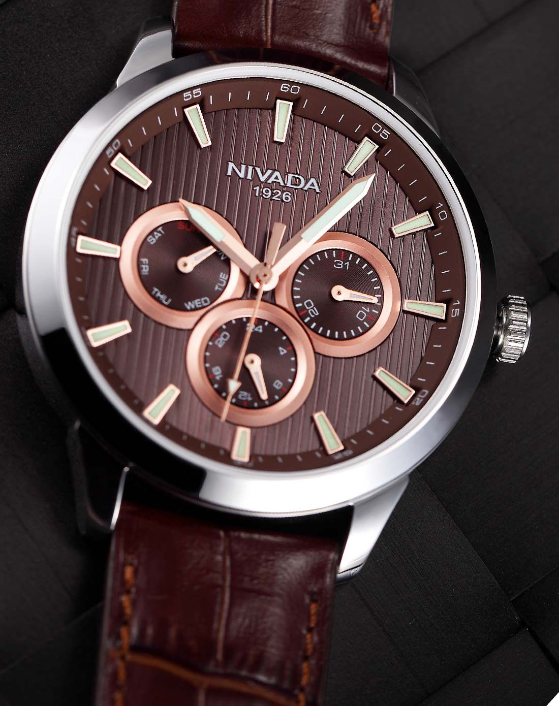 尼维达 男款三眼运动风休闲时尚石英手表