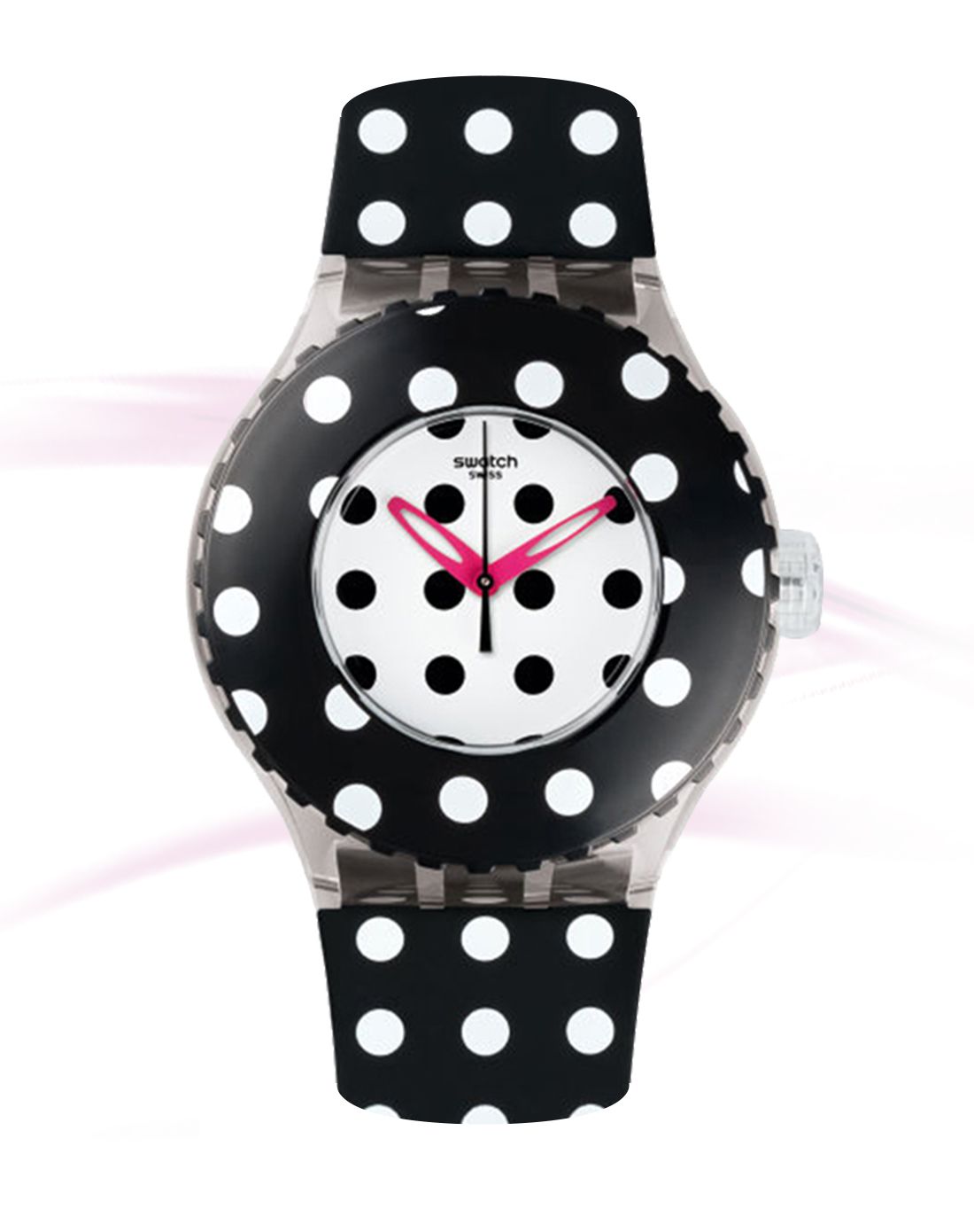 swatch 撞色透视潜水女表纯净圆点