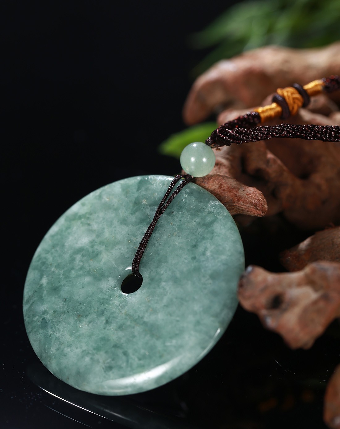 特大豆种平安扣带天然石坑翡翠手玩件附权威证书