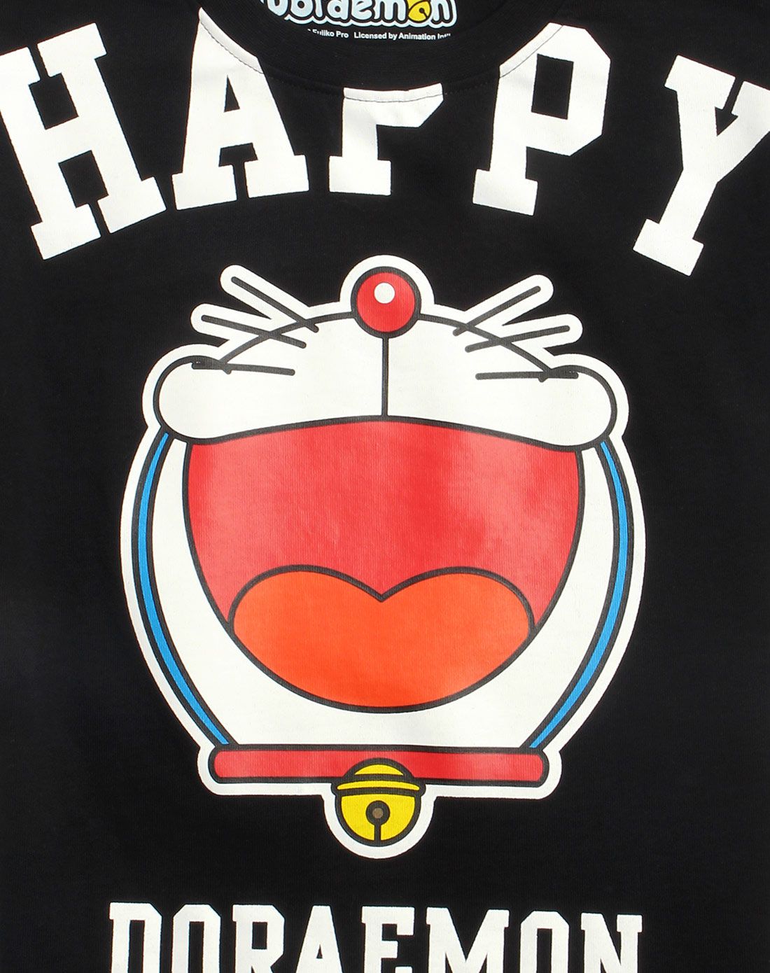 哆啦a梦 中性亲子黑色短袖t恤