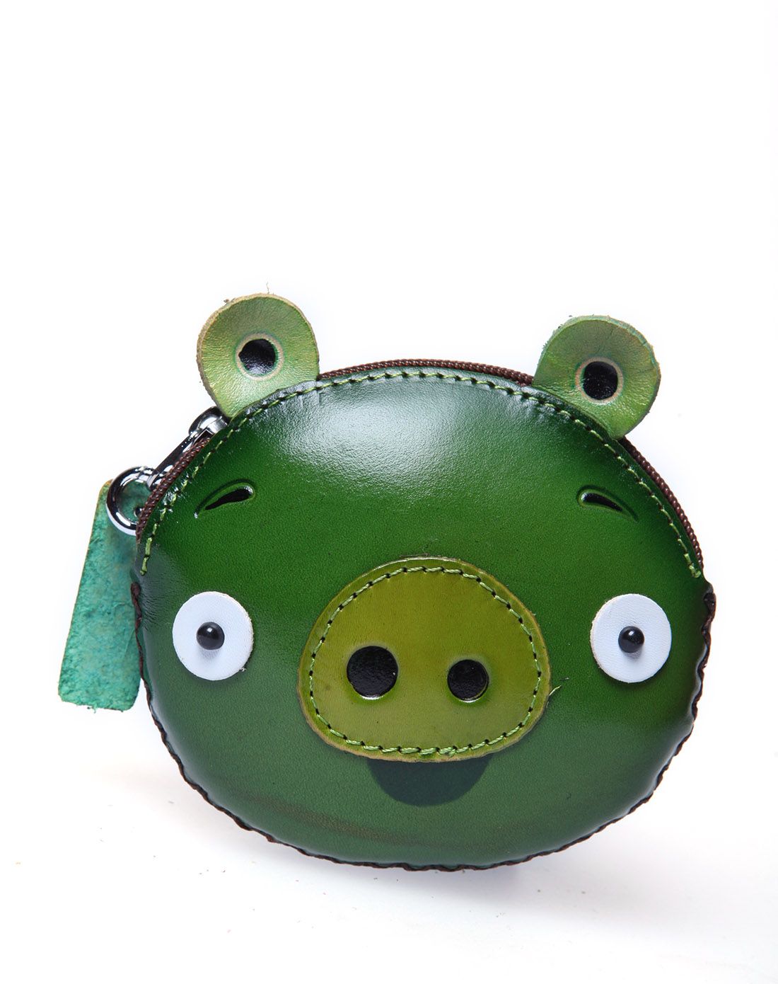 唯品会专供手工牛皮彩绘卡通零钱包猪头