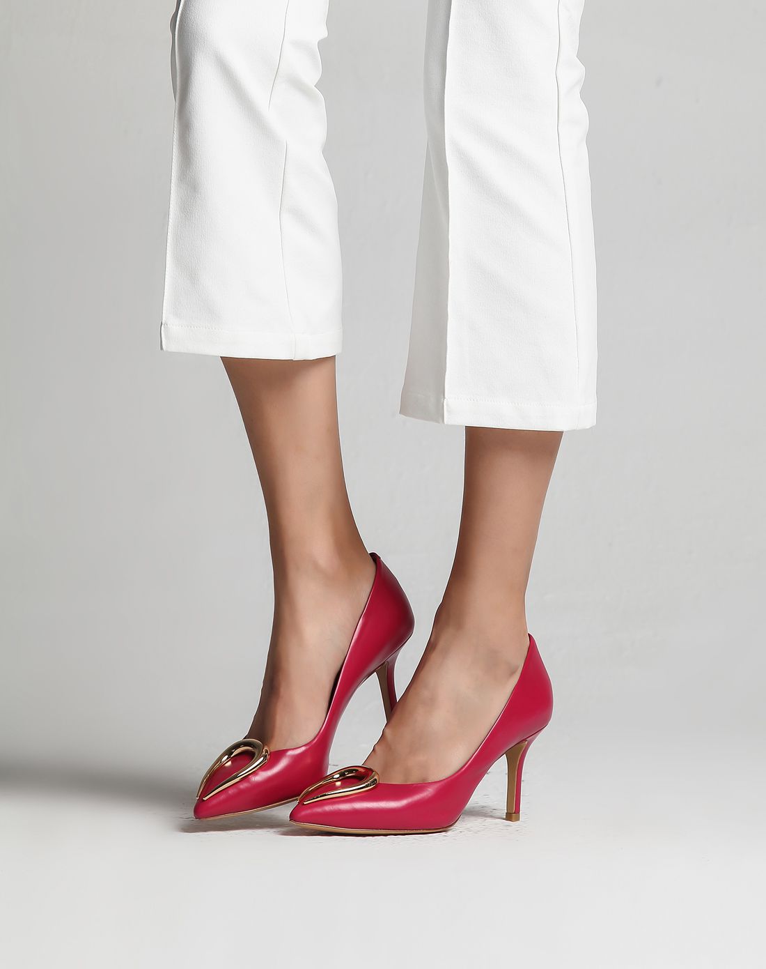 stella luna女鞋欧洲馆专场女高跟通勤单鞋金属饰扣女鞋粉白sf133l011