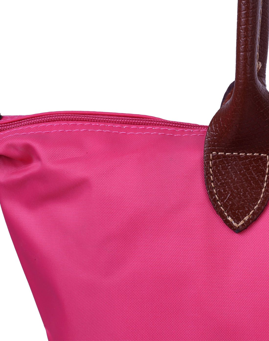 > longchamp粉红色长柄大号折叠包