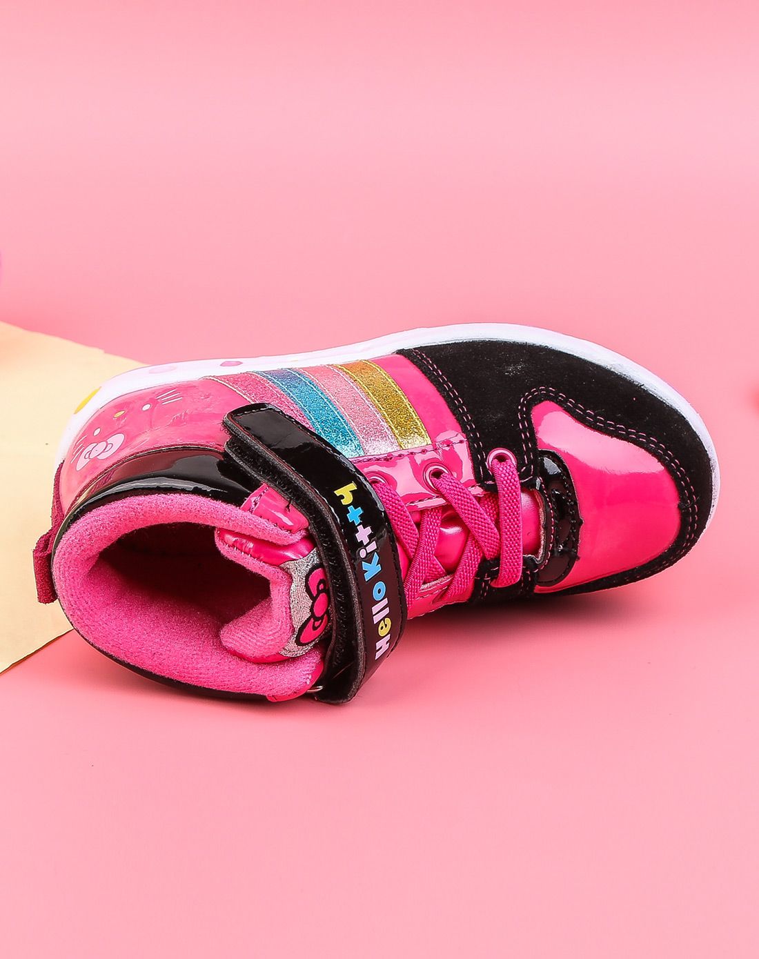 女桃红色中小童(27-37)冬季保暖炫酷亮丽粉色亮彩时尚板鞋