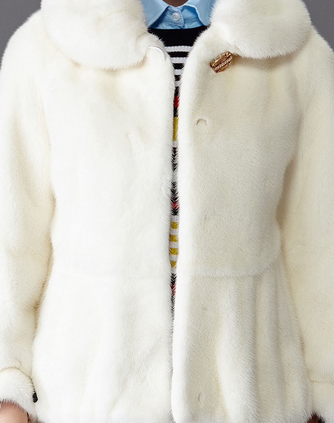 白色进口水貂皮草外套